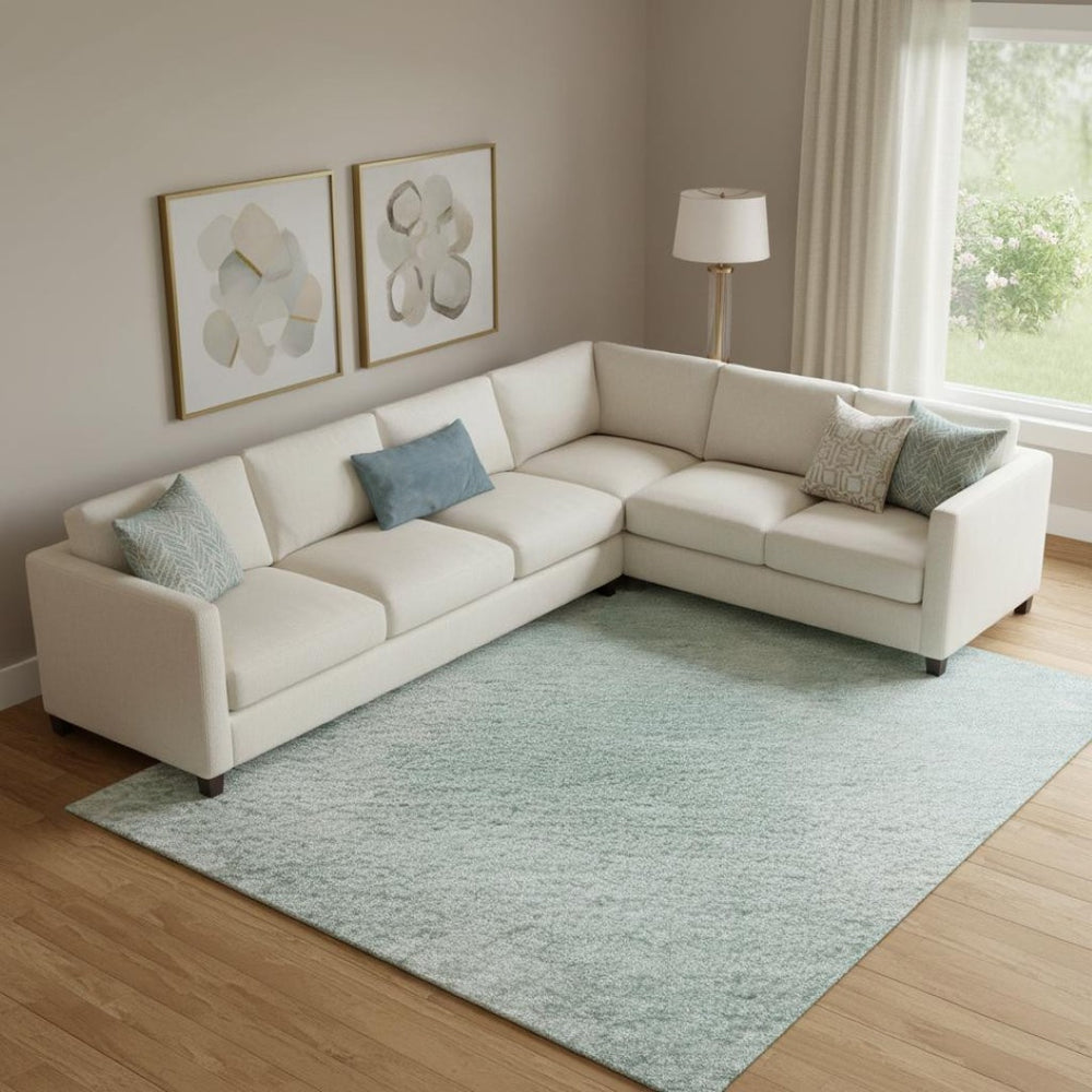 HomeRoots 10' Pale Aqua Gray Ivory Abstract Washable Area Rug - UV Protected, Stain Resistant, Easy Care! 696788