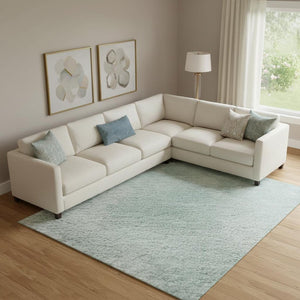 HomeRoots 10' Pale Aqua Gray Ivory Abstract Washable Area Rug - UV Protected, Stain Resistant, Easy Care! 696788