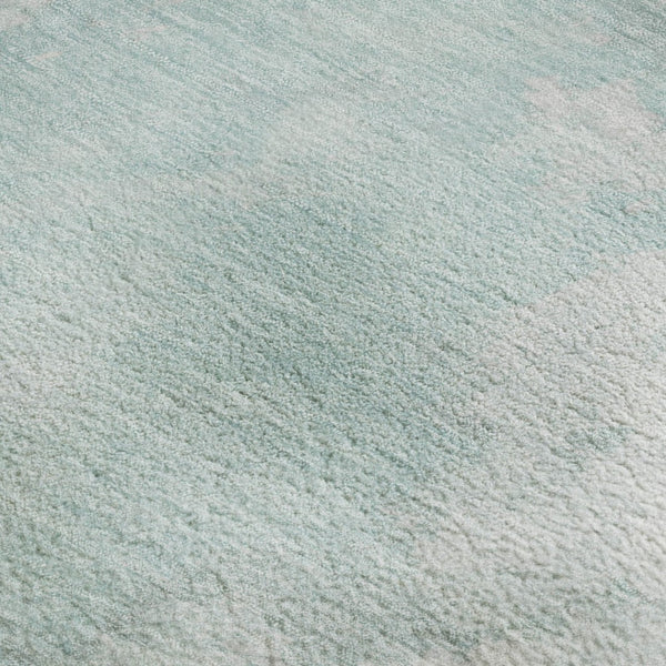 HomeRoots 10' Pale Aqua Gray Ivory Abstract Washable Area Rug - UV Protected, Stain Resistant, Easy Care! 696788