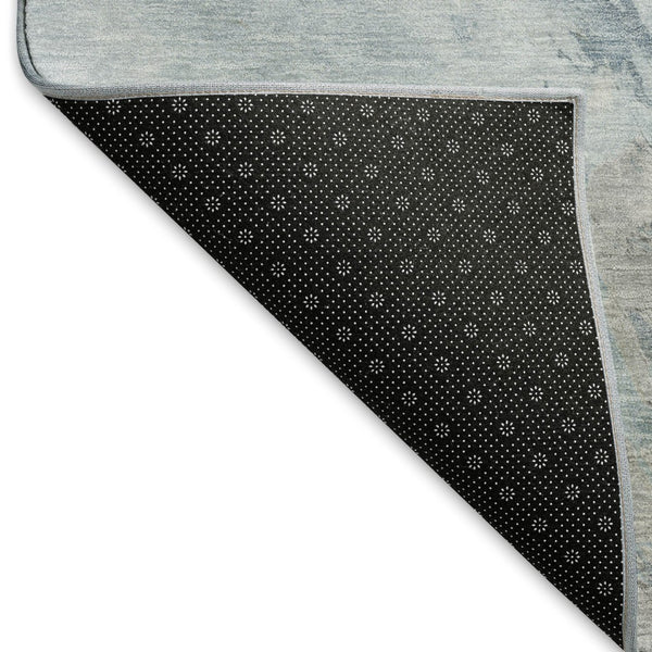HomeRoots 5' X 8' Stylish Sky Blue, Gray & Silver Abstract Area Rug - Washable, UV Protected & Stain Resistant 696790