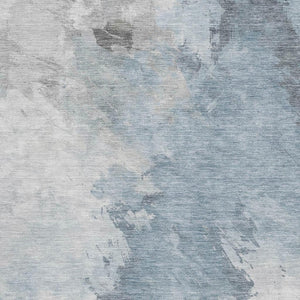 HomeRoots 5' X 8' Stylish Sky Blue, Gray & Silver Abstract Area Rug - Washable, UV Protected & Stain Resistant 696790