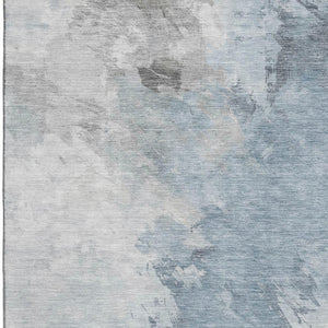 HomeRoots 10' Sky Blue Gray Silver Abstract Washable Area Rug - Durable, UV-Protected, Modern Design for Homes 696794