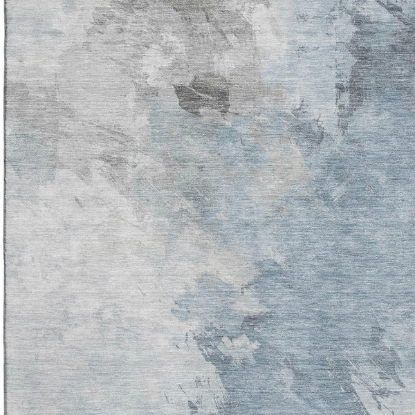 HomeRoots 10' Sky Blue Gray Silver Abstract Washable Area Rug - Durable, UV-Protected, Modern Design for Homes 696794