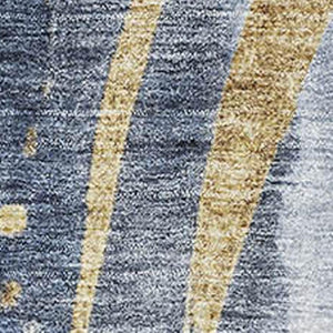HomeRoots 5' X 8' Stylish Blue Gold Ivory Abstract Washable Area Rug with UV Protection & Non-Slip Backing 696796