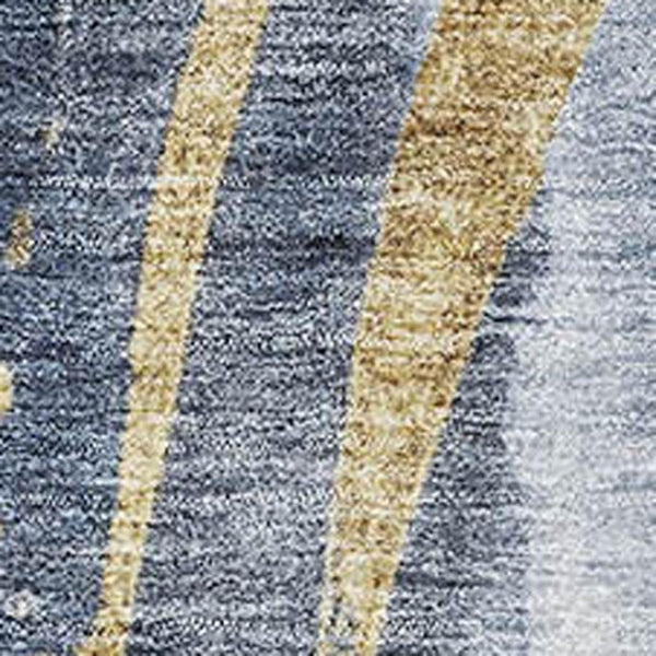 HomeRoots 8' x 10' Modern Blue Gold Ivory Abstract Washable Area Rug with UV Protection for High-Traffic Spaces 696798