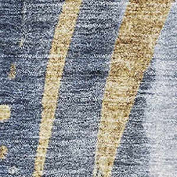 HomeRoots 9' X 12' Abstract Area Rug in Blue, Gold & Ivory - Washable, UV-Protected, Stain-Resistant Design! 696799