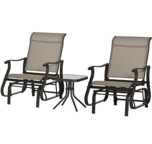 English Elm Chairs Outdoor Gliding 3 Piece Set Mesh Seating Steel Frame Patio Bistro Table T3971P420565
