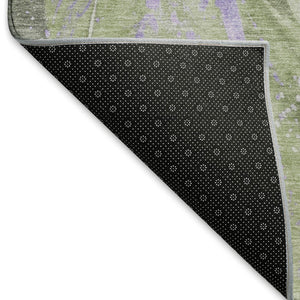 HomeRoots 8' Olive Green Lavender Abstract Round Washable Rug - UV Protected, Stain Resistant, Stylish & Durable 696803