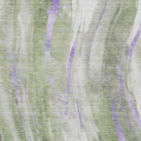 HomeRoots 9' X 12' Olive Green Lavender Ivory Abstract Rug - Washable, UV Protected, Durable & Stylish Design 696805