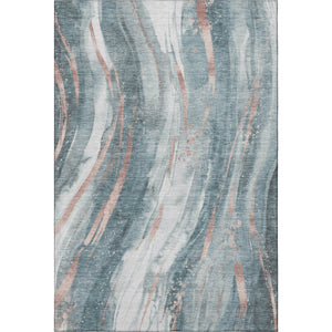 HomeRoots 10' X 14' Teal Peach Ivory Washable Area Rug - Modern Abstract Design with UV Protection & Durability 696812