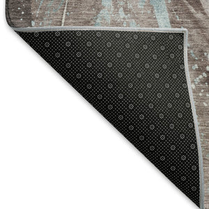 HomeRoots 10' Taupe Blue & Ivory Abstract Washable Area Rug - Durable, UV Protected, Perfect for Busy Homes! 696818