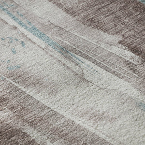 HomeRoots 10' Taupe Blue & Ivory Abstract Washable Area Rug - Durable, UV Protected, Perfect for Busy Homes! 696818