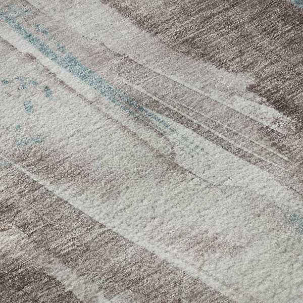 HomeRoots 10' Taupe Blue & Ivory Abstract Washable Area Rug - Durable, UV Protected, Perfect for Busy Homes! 696818