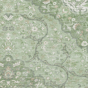 HomeRoots 8' X 10' Elegant Artichoke Green Medallion Area Rug - Washable, UV-Protected, Non-Slip Design! 696822