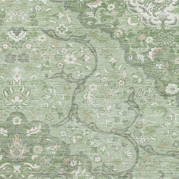 HomeRoots 8' X 10' Elegant Artichoke Green Medallion Area Rug - Washable, UV-Protected, Non-Slip Design! 696822