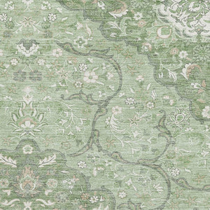 HomeRoots 9' X 12' Artichoke Green Medallion Area Rug – Stylish, Durable, Washable with UV Protection & Stain Resistance 696823