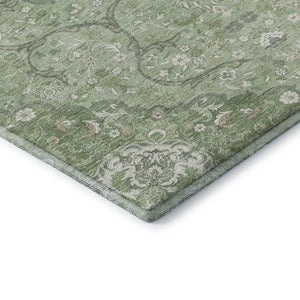HomeRoots 10' Artichoke Green & Ivory Medallion Area Rug – Washable, UV-Protected, Durable for Busy Homes 696824