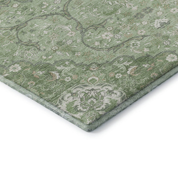 HomeRoots 10' Artichoke Green & Ivory Medallion Area Rug – Washable, UV-Protected, Durable for Busy Homes 696824