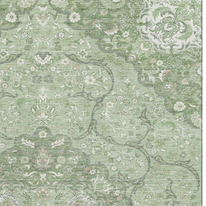 HomeRoots 10' Artichoke Green & Ivory Medallion Area Rug – Washable, UV-Protected, Durable for Busy Homes 696824