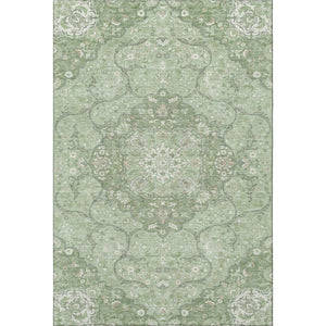 HomeRoots 10' Artichoke Green & Ivory Medallion Area Rug – Washable, UV-Protected, Durable for Busy Homes 696824