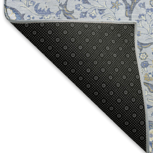 HomeRoots 8' X 10' Elegant Blue-Gray Silver Medallion Washable Area Rug with UV Protection & Stain Resistance 696828