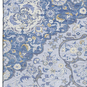 HomeRoots 9' X 12' Stylish Blue-Gray & Silver Medallion Area Rug – Washable, UV Protected & Family-Friendly! 696829