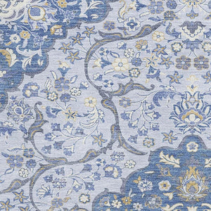 HomeRoots 10' Blue Gray & Silver Medallion Washable Area Rug - UV Protected, Durable, Pet-Friendly Design! 696830