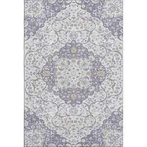 HomeRoots 8' X 10' Elegant Lavender Ivory Gold Medallion Washable Area Rug - Durable, Stain-Resistant & UV Safe 696834