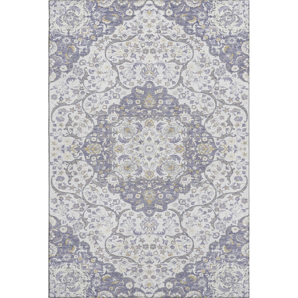 HomeRoots 8' X 10' Elegant Lavender Ivory Gold Medallion Washable Area Rug - Durable, Stain-Resistant & UV Safe 696834