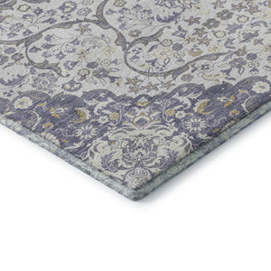 HomeRoots 8' X 10' Elegant Lavender Ivory Gold Medallion Washable Area Rug - Durable, Stain-Resistant & UV Safe 696834