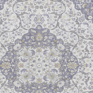HomeRoots 8' X 10' Elegant Lavender Ivory Gold Medallion Washable Area Rug - Durable, Stain-Resistant & UV Safe 696834