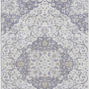 HomeRoots 8' X 10' Elegant Lavender Ivory Gold Medallion Washable Area Rug - Durable, Stain-Resistant & UV Safe 696834