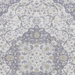 HomeRoots 10' X 14' Elegant Lavender, Ivory & Gold Medallion Area Rug – Washable, UV Resistant & Stylish Comfort 696836