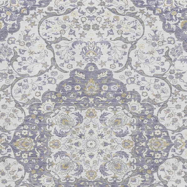 HomeRoots 10' X 14' Elegant Lavender, Ivory & Gold Medallion Area Rug – Washable, UV Resistant & Stylish Comfort 696836