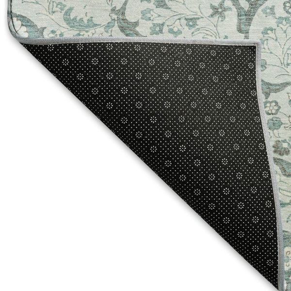 HomeRoots 5' X 8' Teal Gray Silver Medallion Washable Area Rug – Stylish, Durable, UV-Protected for Homes 696838
