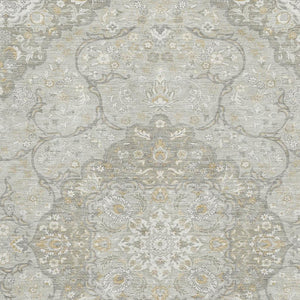 HomeRoots 5' X 8' Elegant Taupe Gray & Ivory Medallion Area Rug – Washable, UV-Protected, Non-Slip Design 696844