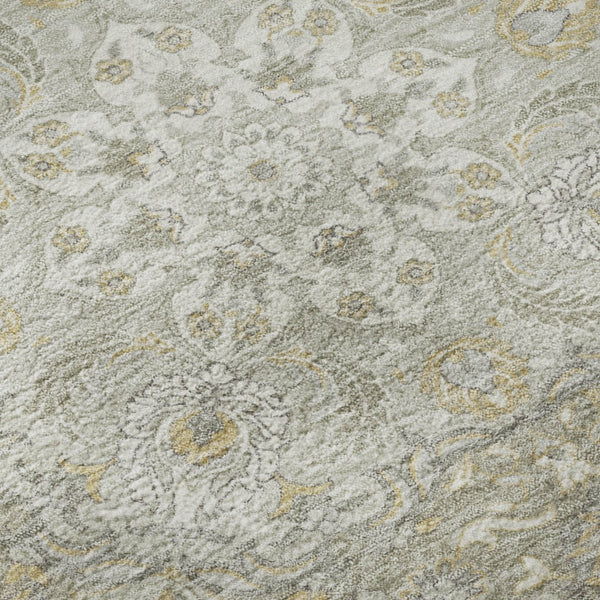 HomeRoots 8' Taupe Gray and Ivory Medallion Washable Round Rug - Durable, Stylish, and UV Protected for Homes 696845
