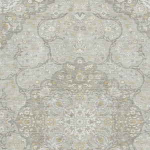 HomeRoots 8' X 10' Taupe Gray Ivory Medallion Area Rug - Washable, UV Protected, Perfect for High-Traffic Spaces 696846