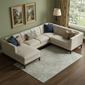 HomeRoots 9' X 12' Taupe Gray & Ivory Medallion Washable Area Rug - UV Protection, Non-Slip, Durable Design 696847