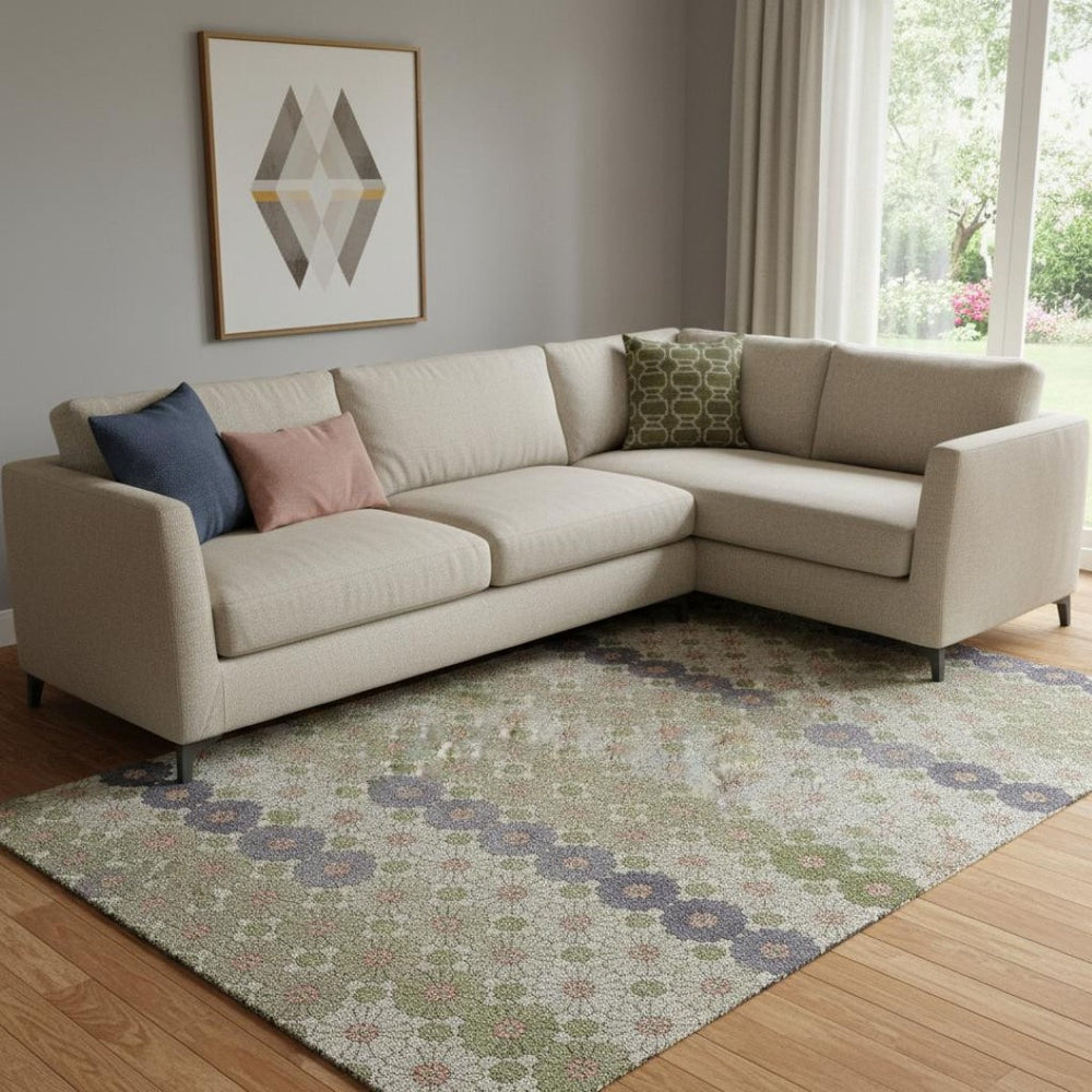 HomeRoots 8' X 10' Stylish Artichoke Green & Purple Geometric Washable Area Rug with UV Protection & Durability 696852