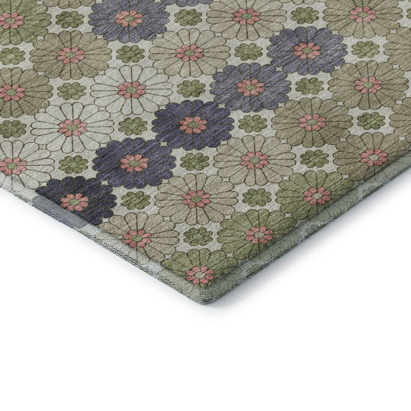 HomeRoots 8' X 10' Stylish Artichoke Green & Purple Geometric Washable Area Rug with UV Protection & Durability 696852