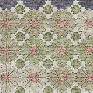HomeRoots 8' X 10' Stylish Artichoke Green & Purple Geometric Washable Area Rug with UV Protection & Durability 696852