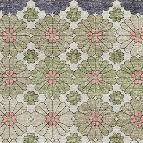 HomeRoots 8' X 10' Stylish Artichoke Green & Purple Geometric Washable Area Rug with UV Protection & Durability 696852