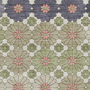 HomeRoots 10' X 14' Geometric Artichoke Green, Purple & Beige Washable Area Rug with UV Protection & Durability 696854