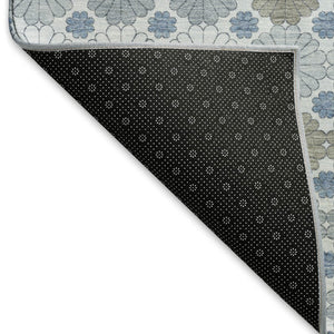 HomeRoots 9' X 12' Stylish Denim Blue Gray Silver Geometric Area Rug - Washable, Stain Resistant, UV Protected 696859