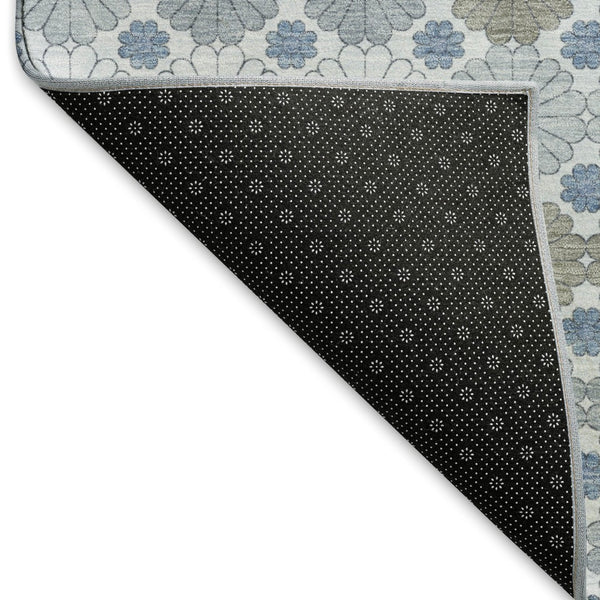 HomeRoots 9' X 12' Stylish Denim Blue Gray Silver Geometric Area Rug - Washable, Stain Resistant, UV Protected 696859