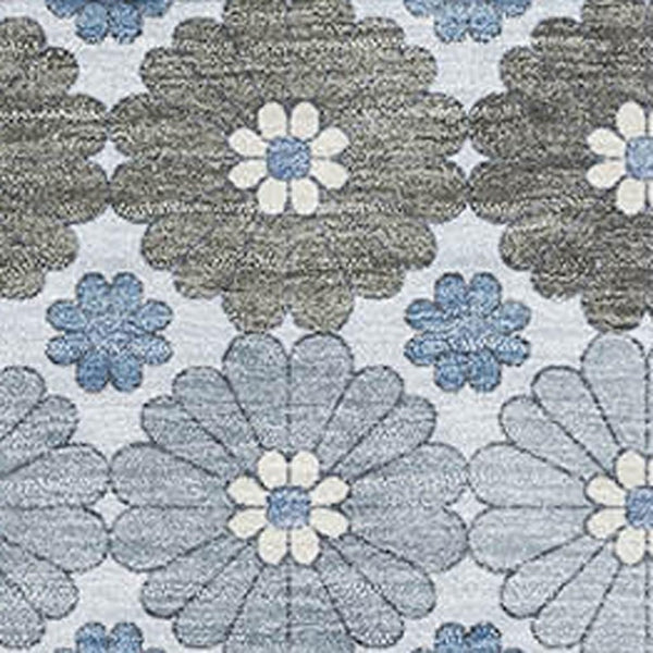 HomeRoots 9' X 12' Stylish Denim Blue Gray Silver Geometric Area Rug - Washable, Stain Resistant, UV Protected 696859