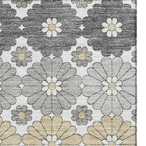 HomeRoots 8' X 10' Geometric Area Rug in Gray-Silver & Beige - Washable, UV-Protected, Durable Design for Homes 696864