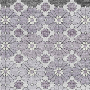 HomeRoots 5' X 8' Stylish Lavender Gray & Silver Geometric Area Rug – Washable, UV-Protected, Durable Design 696868