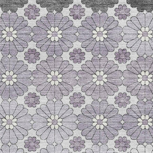 HomeRoots 5' X 8' Stylish Lavender Gray & Silver Geometric Area Rug – Washable, UV-Protected, Durable Design 696868